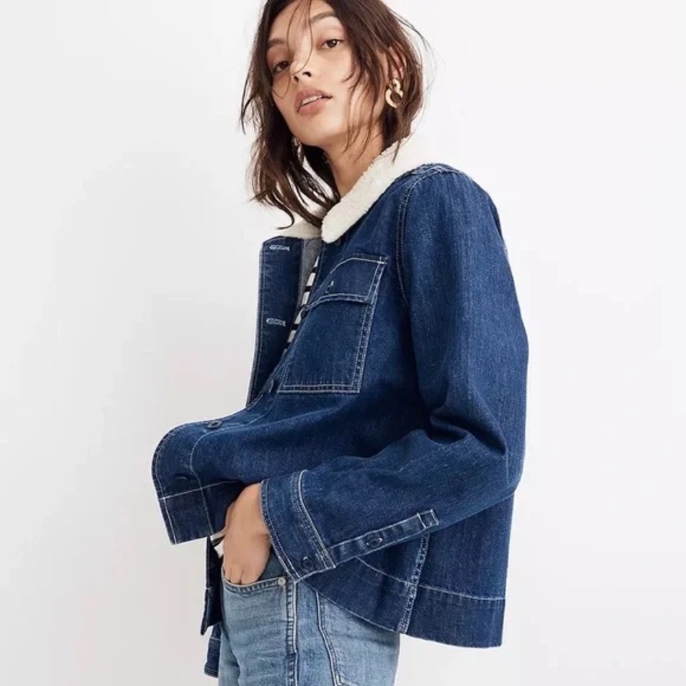 Madewell Denim Northward Cropped Army Jacket size xxs